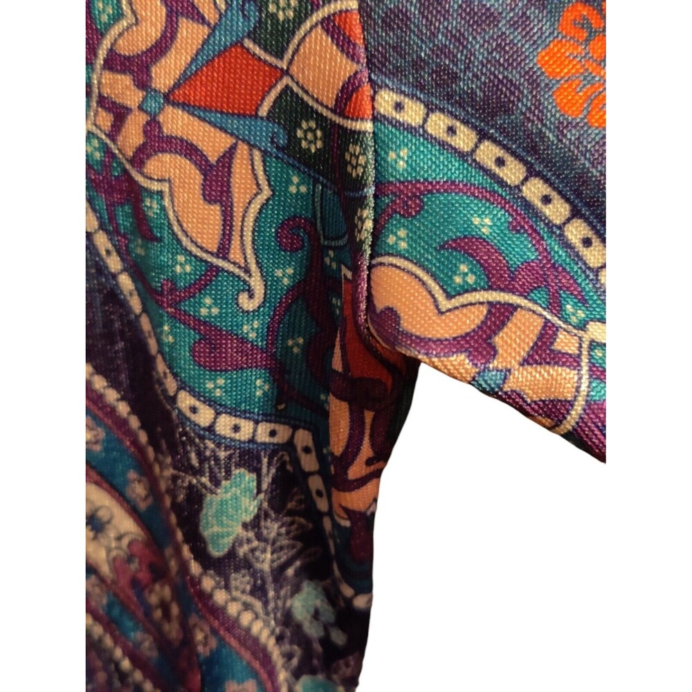 Dudalina Women's Tunic Blouse Stretch 70s Style Roses Shimmer 3/4 Sleeve M/L - Picture 5 of 10